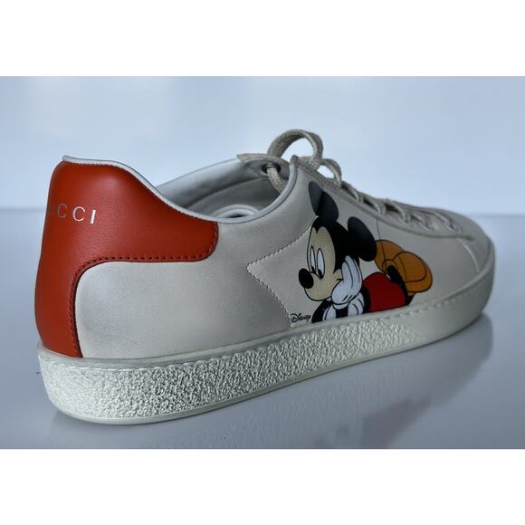 Gucci Men's Mickey Mouse Ivory Soft Leather Sneakers 8.5 US (41.5 Eu) 606110 NWT - Picture 2 of 13